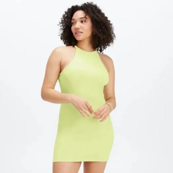 Fabletics lime green live in high neck tank mini dress - Picture 1 of 4